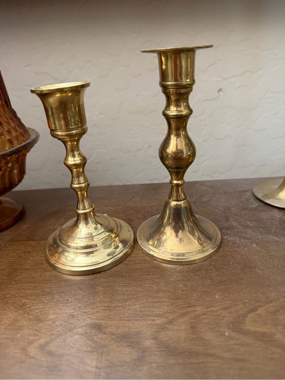 Pair of vintage solid brass candlestick holders